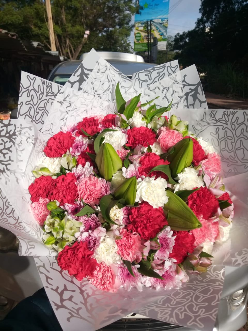 Pink & Red Carnation Harmony Bouquet
