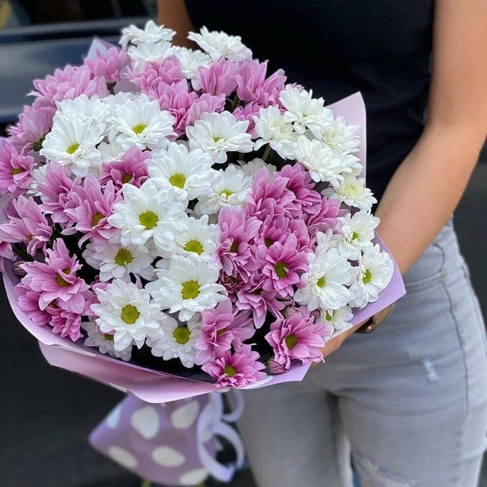 Pink & White Mixed Chrysanthemum Bouquet