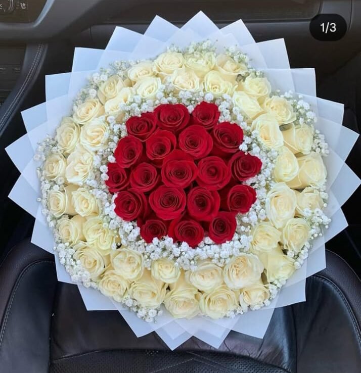 Red and White Rose Bouquet